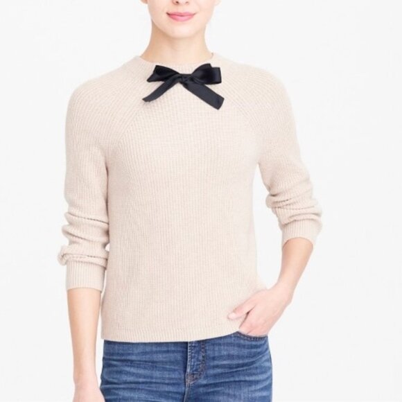 J. Crew Factory Sweaters - J.Crew Bow-neck Sweater Small S Heather Natural